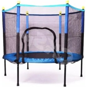 Resim 140 cm Çapında Mavi Fileli Büyük Boy Trambolin, Kolay Kurulum 