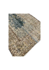 Resim El Dokuma Eskitme Halı 112x315 Su Yeşili Vintage Yolluk Su Yeşili 