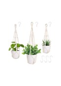 Resim Lebihmurah 3805 Makrome Bitki Askı Kapalı Asmak Bitki Tutucu Açık Çiçek Asmak Yetiştiricilerinin Tutucu Boho Dekoratif Halat 3 Paket 