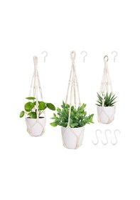 Resim Lebihmurah 3805 Makrome Bitki Askı Kapalı Asmak Bitki Tutucu Açık Çiçek Asmak Yetiştiricilerinin Tutucu Boho Dekoratif Halat 3 Paket 
