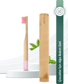 Resim TBRUSH Pembe Bambu Diş Fırçası - Soft(yumuşak) + Diş Fırçası Saklama / Taşıma Kabı 