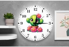 Resim M&H Quality(540) Kaktüs Desenli Duvar Saati – Çocuk Odası Dekoratif Sessiz Mekanizma 40 cm Çok Renkli 40 x 40 