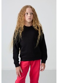 Resim Oversize 3lü Paket Siyah-gül Kurusu-açık Mavi Kız Çocuk Sweatshirt - 75150 Siyah - Pembe 