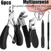 Resim 6 adet Premium Ayak Tırnağı Makası Seti - Ağır Hizmet, Geniş Çene, Kavisli Bıçak, Sıçrama Geçirmez, Keskin ve Dayanıklı - Ergonomik Uzun Saplı Yaşlılar ve Erkekler için - Tırnak Dosyası ve Tırnak Kiri Aracı Dahil, Tırnak Bakım Kiti | Kavisli Bıçak Tasarımı | Şık Profesyonel Görünüm, Kalın Tırnaklar için Ayak Tırnağı Makasları 