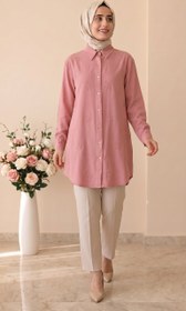 Resim My Magazin Taşlı Çiçekli Tensel Tunik 7418 - Mavi / 36 