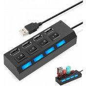 Resim 4 Port Usb Çoklayıcı 2.0 Hub Switch Çoğaltıcı Işıklı Anahtarlı 