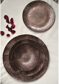 Resim 24 Parça Cam Yemek Takımı 6 Kişilik Yemek Seti-luster Kahve 