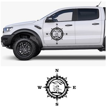 120X120cm-Snowboard Pusula Karavan Sticker. Kayak Pusula Off Road