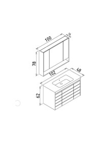 Resim Orka Ricato 100 Cm Morgana Kiraz Banyo Dolabı Alt Modül Ve Lavabo Çok Renkli 