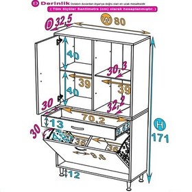Resim Eliusta Liora Beyaz Çok Amaçlı Banyo Dolabı 80 Cm Genişliğe Sahip 80x171x32,5 Cm Çift Sepetli 2 Raflı Dolap Beyaz 