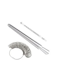 Resim Mufunye Alüminyum Yüzük Ölçer Mandrel Metal Yüzük Ölçer Parmak Ölçme Çubuğu Mandrel Aleti Yüzük Ölçer Ölçer Seti Yüzük Boyutu Ölçümü İçin Ölçüm Bandı 