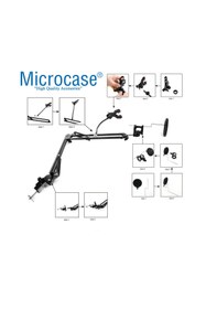 Resim Microcase 3in1 Hareketli Tasarım Profesyonel Mikrofon Standı + Pop Filtre + Telefon Tutucu - Al2552 
