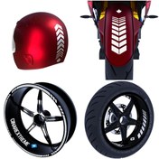 Resim Çınar Extreme Moto Rider 4'lü Sticker Seti Iç Dış Jant Şeridi Kask Çamurluk 