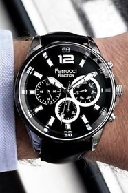 Resim Ferrucci Function Erkek Kol Saati 3 Atm Su Geçirmez Siyah Renk Deri Kordon + Fre2043C1 Siyah 