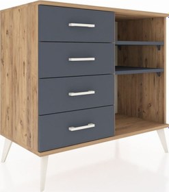 Resim Hyperion Şifonyer 2 Raflı 4 Çekmeceli 88x44x80 Çam-antrasit Antrasit 