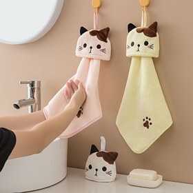 Resim 1 adet Ultra İnce Mercan Kadife Sevimli El Havlusu, Kedi Havlusu, Ev ve Emici, Mutfak Havlusu, Tembel İnsanların Bez Havlusu, Banyo Aksesuarları 