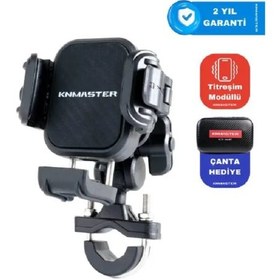 Resim Knmaster TT-870 Titresim Engelleyicili Tüm Motosikletlere Uyumlu Gidon Bağlantılı Telefon Tutucu 