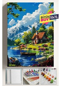 Resim Sayılarla Boyama Seti Numaralı Tuval Fırça Boya Dahil Kasnaklı Set 40x50 Cm - Güzel Manzara 