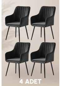 Resim Nova Sandalye - Babyface Siyah - Metal Siyah Ayak 4 Adet Siyah 