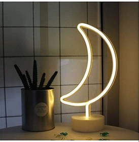 Resim Ay Tasarımlı Neon Led Masa Ve Gece Lambası Sarı 