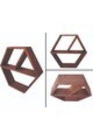 Resim Apak Ahşap Dekoratif Ahşap Altıgen Duvar Rafı Antire Hol Çocuk Odası Mutfak Rafı 