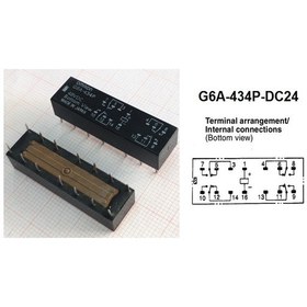 Resim G6A-434P-24V 14Pin'Li Röle Dört Enversör Kontak 24Vdc 1A 