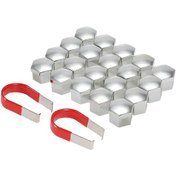 Resim Honmex 17mm İç Çaplı 15mm Yüksekli Kli 20 Adet Araba Tekerlek Somun Kapagi + 2 Araci - Gümüş Rengi 