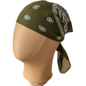 Resim Pamuklu Klasik Desen Unisex Bandana Renkli Bandana Etnik Desenli A Kalite Bandana Haki 