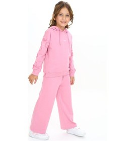 Resim Toontoy Kids Toontoy Kız Çocuk Kapüşonlu Kol Çiçek Baskılı Eşofman Takım Gül Kurusu 
