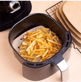Resim Ardinyo 20 Adet Air Fryer Pişirme Kağıdı Tek Kullanımlık Yağ Geçirmez Kağıt Kare Delikli Model Hava Fritözü 