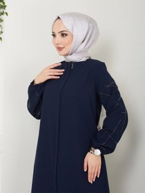 Resim Kol Taş Detaylı Ferace Lacivert 