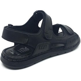 Resim Luis Figo %100 Deri Ortopedik Yazlık Rahat Erkek Ayarlanabilir Sandalet Terlik 39-50 Siyah 