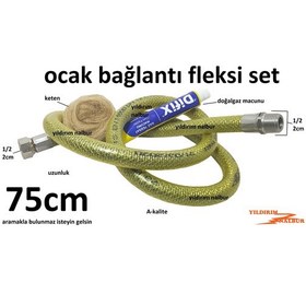 Resim Doğalgaz Ocak Fleksi 75 Cm Gaz Hortumu Yarım Parmak 