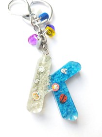 Resim cuaderno Epoksi K Harfi Çok Renkli Anahtarlık/Çanta Süsü / Araba Dikiz Ayna Süsü Hediyelik Aksesuar 