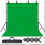Resim Rabsev 2x3 M Yeşil Fon Perde + Fon Standı Seti 4 Mandal Green Screen Background 