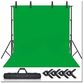 Resim Rabsev 2x3 M Yeşil Fon Perde + Fon Standı Seti 4 Mandal Green Screen Background 
