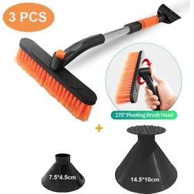 Resim Cdwishbest Turuncu Tarzı Ar Sökülebilir Saplı ve Hunili Buz Kazıyıcı Kar Sökücü Kar Küreği Fırça Araba Suv Kamyon Için Ön Cam Temizleme Aracı (Yurt Dışından) 