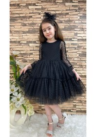 Resim Mnk Baby & Kids Katkat Prenses Dantel Tokalı Kız Çocuk Elbise Siyah 