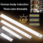 Resim NBBUFF Ultra-İnce LED Hareket Sensörlü Işık - Ayarlanabilir, USB Şarj Edilebilir Pil-Polimer, İnsan Vücudu Sensörü ile 3 Tonlu Kontrol Dolap Aydınlatması, Gardırop, Kitaplık, Yatak Odası ve Daha Fazlası İçin Işık, Kabin Işığı 