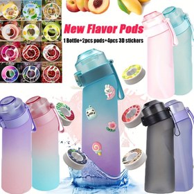 Resim Set, Spor Su Şişesi 2 Adet Rastgele Lezzetli Pod ve 3D Çıkartmalar ile, 0 Şeker 0 Kalori Lezzetli Podlar ile Uyumlu 650ml Su Bardağı, Noel Hediyeleri, Sevgililer Günü Hediyeleri, Doğum Günü Hediyesi için İçme Su Şişesi 