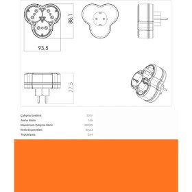 Resim Rever 3’lü Priz Topraklı 3lü Papatya Golyat Priz, 3x Çoklu Priz 
