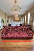 Resim mdhomecarpet Anadolu Desenli Şark Köşesi Yer Minderi Takımı –Süngersiz Kılıf Otantik ve Konforlu -70x190 5 Parça 