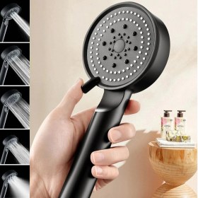Resim Bucuks 5 Fonksiyonlu Yüksek Basınçlı Ayarlanabilir Siyah Duş Başlığı Renkli 