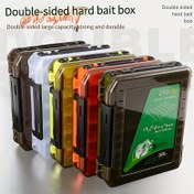 Resim 1 adet Çok Fonksiyonlu 2 Katlı Balıkçılık Takım Kutusu, Çift Taraflı Yem Balıkçılık Takım Parçaları Depolama Kutusu 