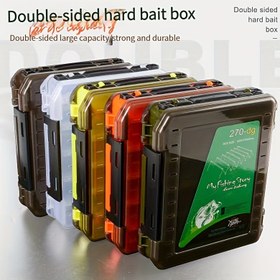 Resim 1 adet Çok Fonksiyonlu 2 Katlı Balıkçılık Takım Kutusu, Çift Taraflı Yem Balıkçılık Takım Parçaları Depolama Kutusu 