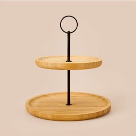 Resim Excellent Houseware 2 Katlı Bambu Servis Tabağı - Açık Kahverengi - 21 Cm 