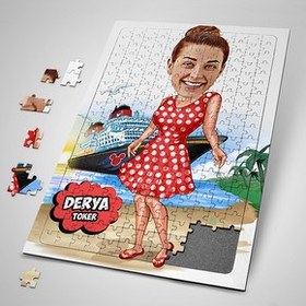 Resim Tatil Kızı Karikatürlü Puzzle 