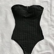 Resim Kadınlar için Şık Siyah Büstiyer Body - Seksi Zayıflatan Bel Sıkıştırma Tasarımı, Askısız Dokulu Kumaş, İlkbahar/Yaz Modası İçin Mükemmel 