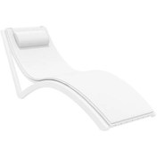 Resim Omnipazar Trk-087 Siesta Minderli Yastıklı Lüks Ergonomik Slim Şezlong Beyaz Beyaz 