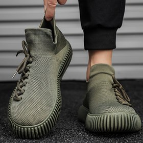 Resim Erkekler için Nefes Alabilir Slip-On Sneakerlar - Hafif EVA Taban, Örme Kumaş & Mesh Üst, Düşük-Top Yuvarlak Burun Tasarımı İlkbahar Yaz Sonbahar Günlük Kullanım İçin, Ayakkabı Spor Ayakkabıları, Yastıklı Taban 